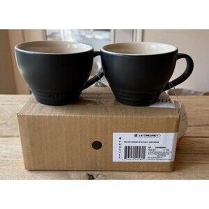 Le Creuset Stoneware 2 Bistro Mug Giant Cappuccino 14 oz Licorice Matt Black NEW